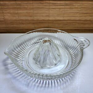 Reamer Ribbed Glass Juicer Reamer with Thumb Handle Textured Bottom L17 Vintage